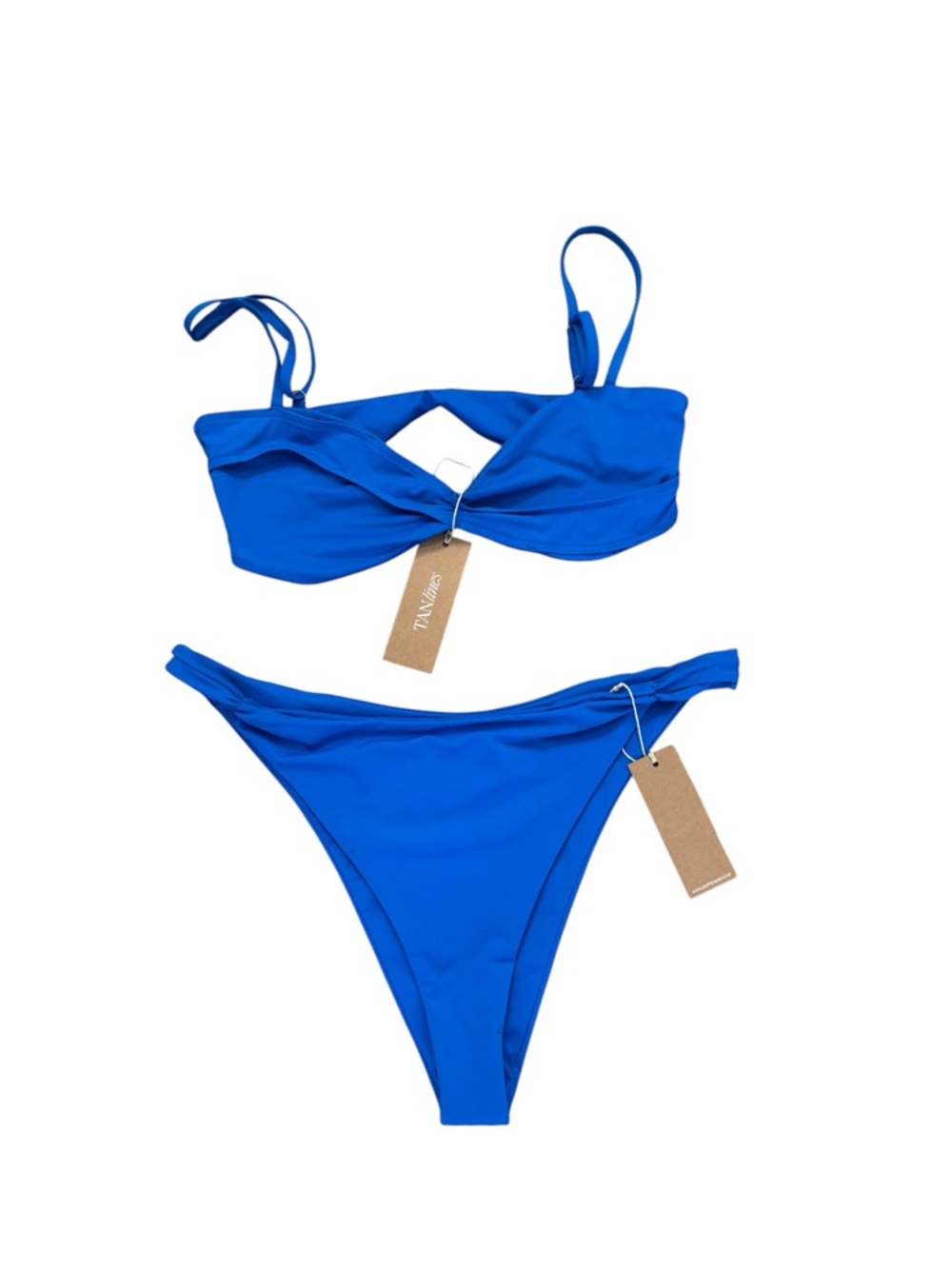 NEW Tan Lines by Sivan Ayla Blue Bikini Set Medium Top XL Bottoms